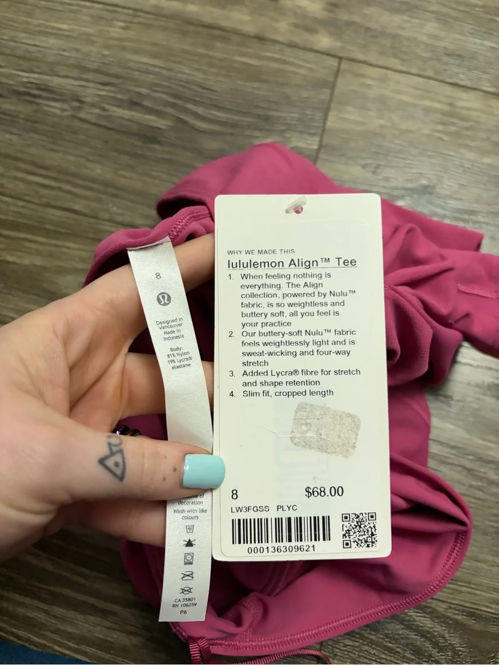 NWT Lululemon Align T-Shirt (Pink Lychee) Size 8